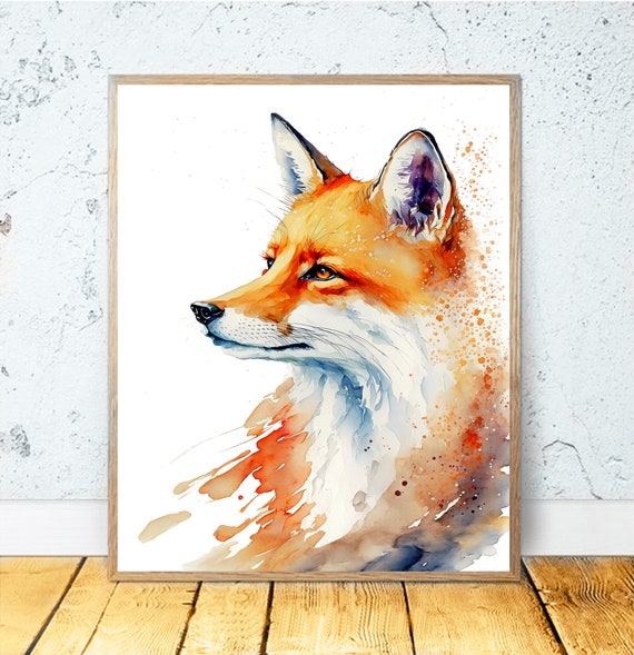 Fox Watercolor Art Print, Nursery Animal Painting