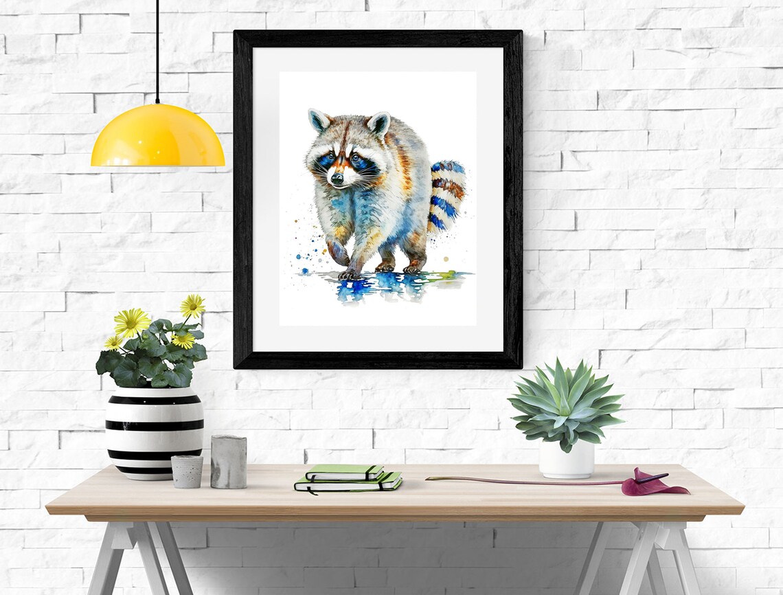 Raccoon Watercolor Art Print, Woodland Nursery Decor - Image 2