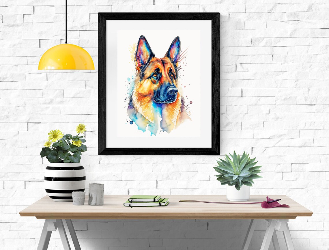 German Shepherd Watercolor Art Print, Dog Lover Decor - Image 2