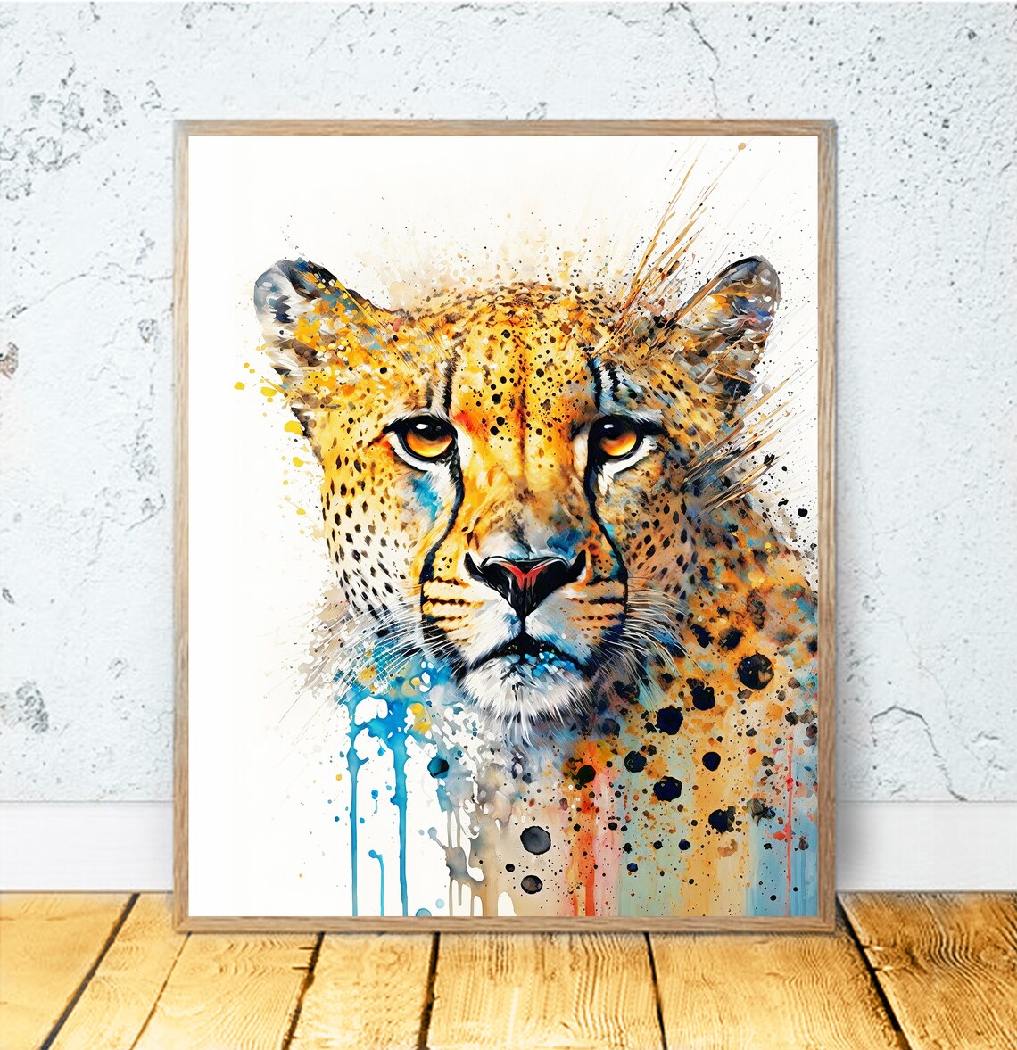 Watercolor Cheetah Art Print, Wildlife Animal Decor