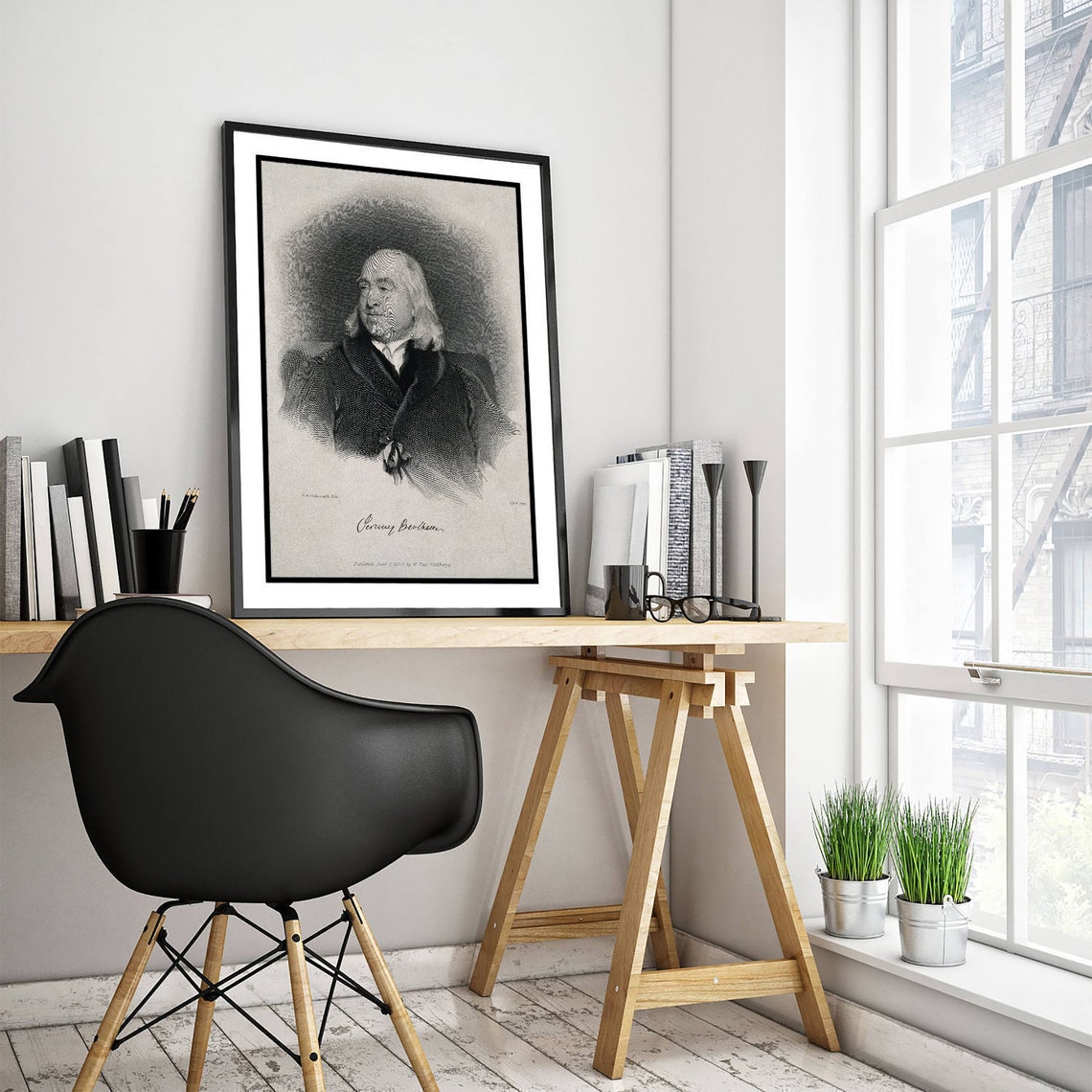 Jeremy Bentham Line Engraving By C Fox 1838 Painting Photo Poster Print Art Gift Drawing Etching Engraving Philosophy Philosopher - Image 3