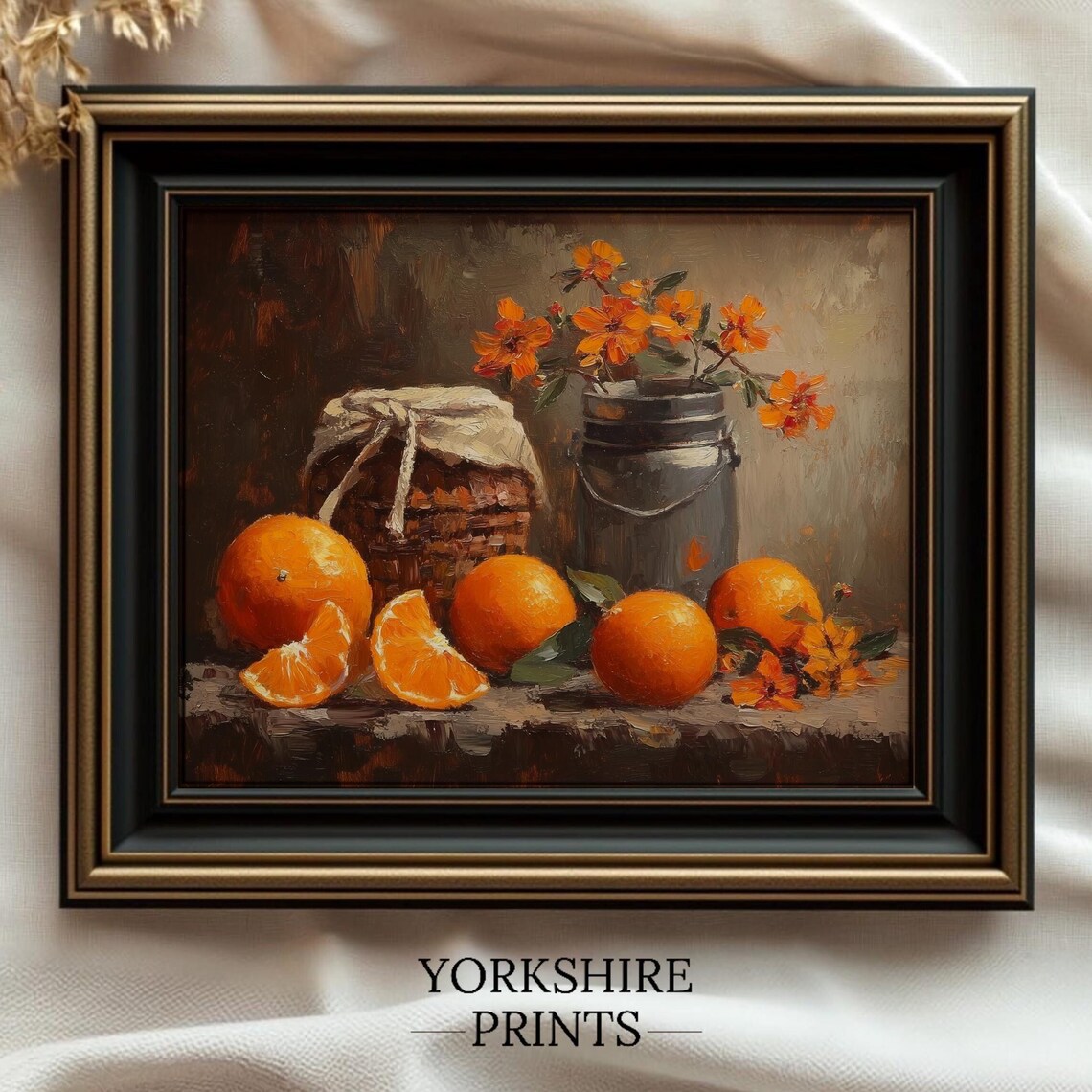 Oranges Orange Blossom Rustic Still Life Warm Kitchen Art Poster
