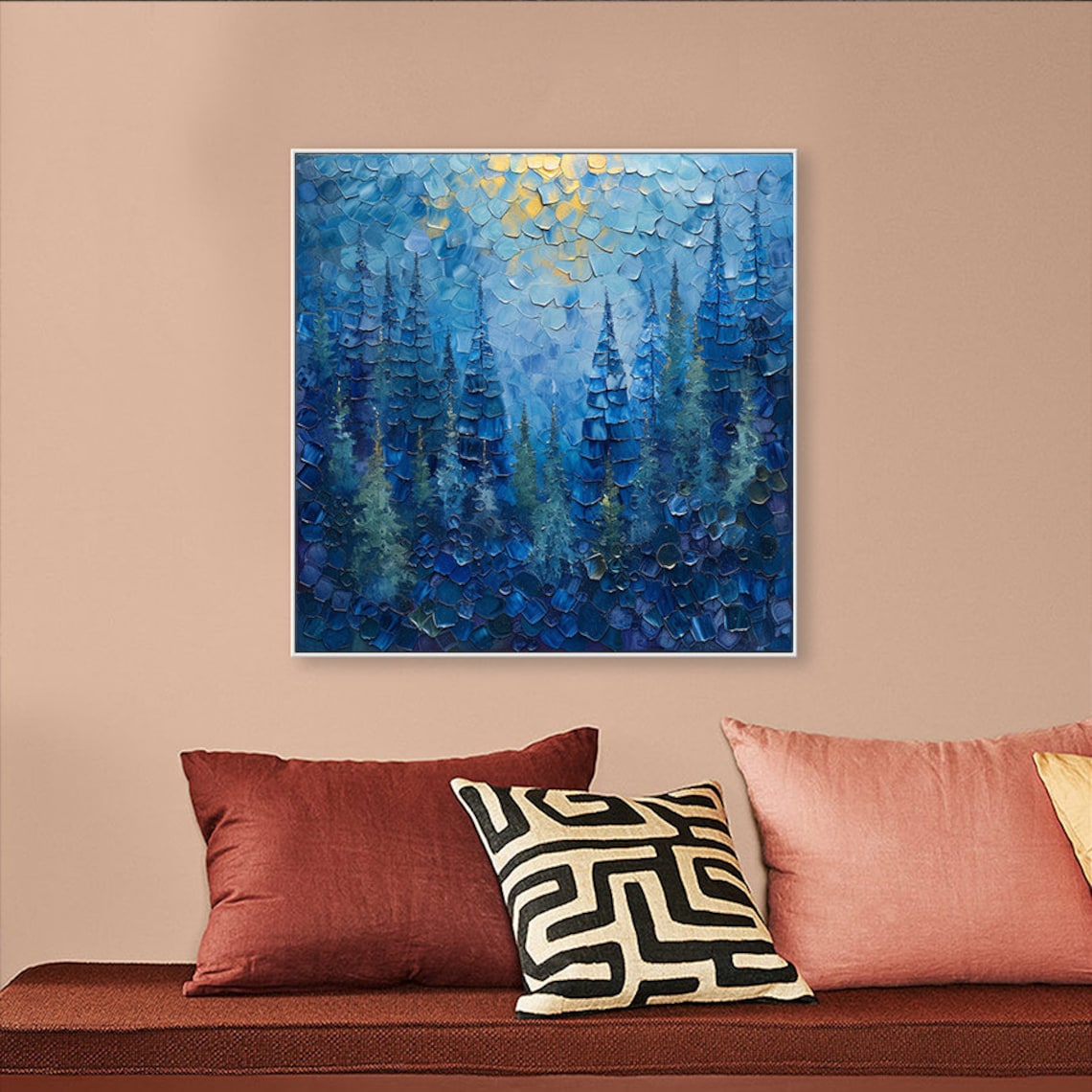 Blue Forest 3D Abstract Landscape Art Print, Custom - Image 2
