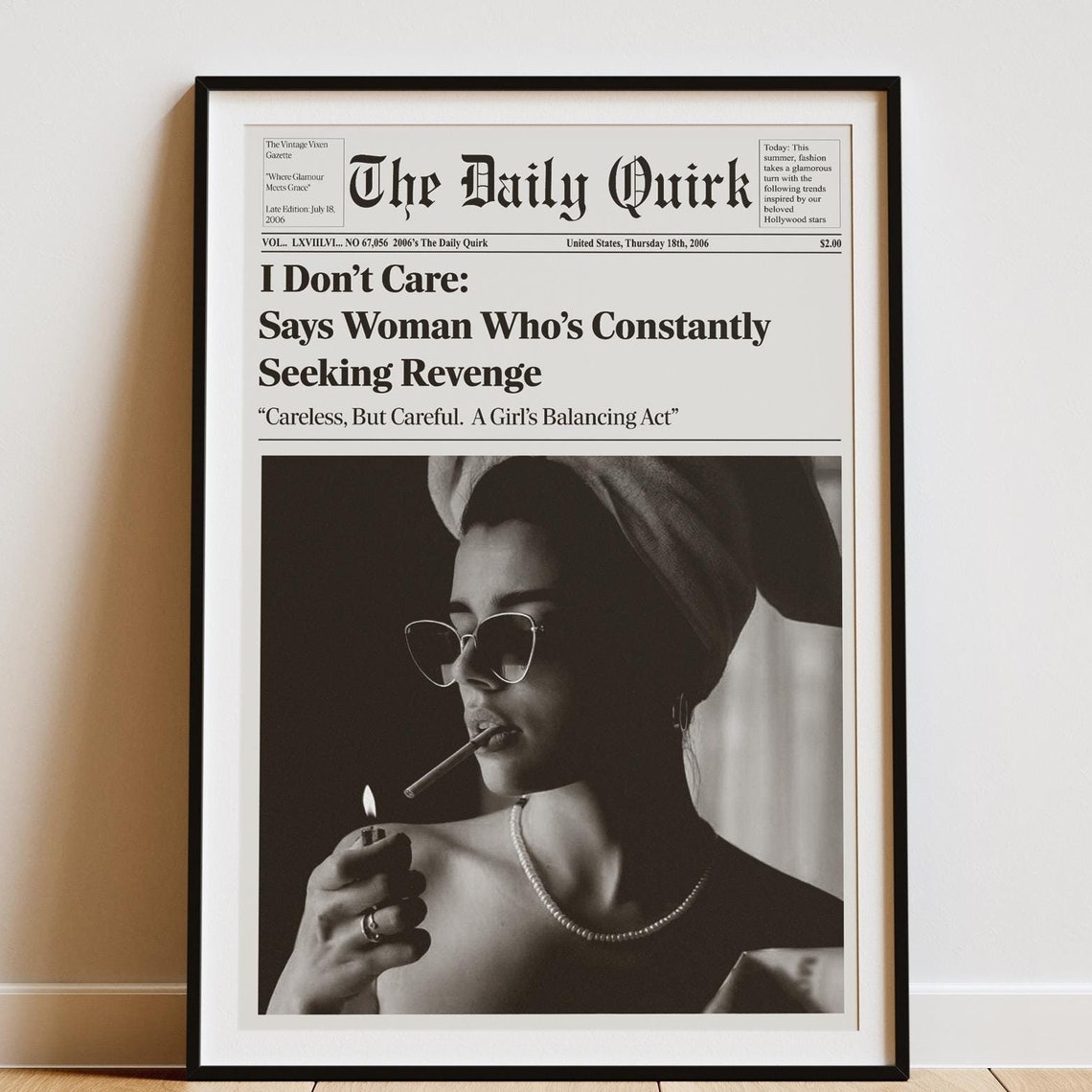Trendy Newspapers Print, Vintage Preppy Decor