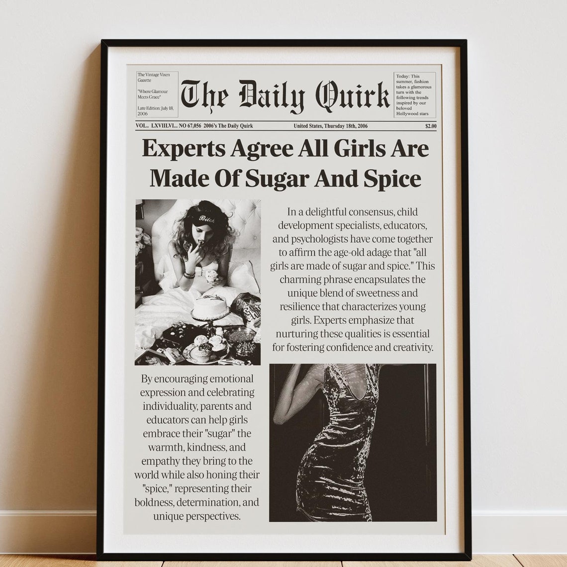 Girls Are Made Of Sugar And Spice, Vintage Print