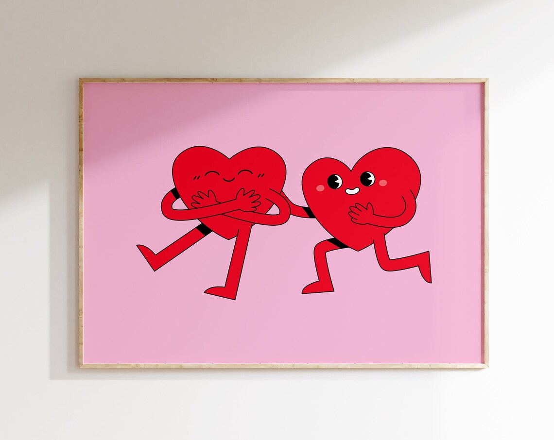 Retro Hearts Valentine Love Poster, Preppy Aesthetic - Image 3