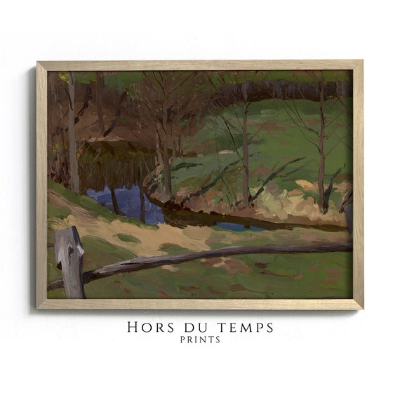 River Landscape Oil Painting Vintage Rustic Farmhouse Art Hors Du Temps Prints