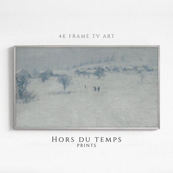 Moody Winter Village Farmhouse Art For Frame Tv Muted Vintage Rustic Christmas Painting Hors Du Temps Prints