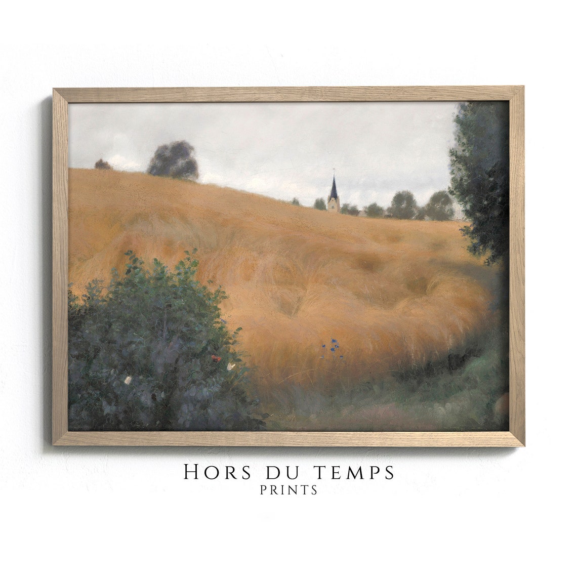 Golden Wheat Field Church Spire Vintage Harvest Landscape Poster