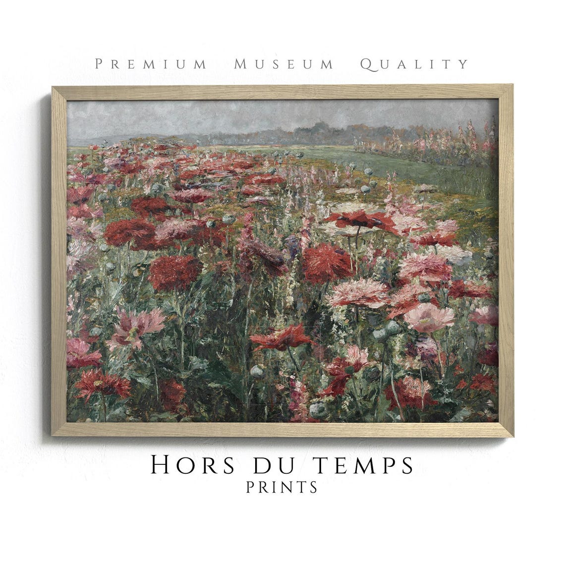 Red Poppy Flower Field Blooming Wildflowers Impressionist Art Poster