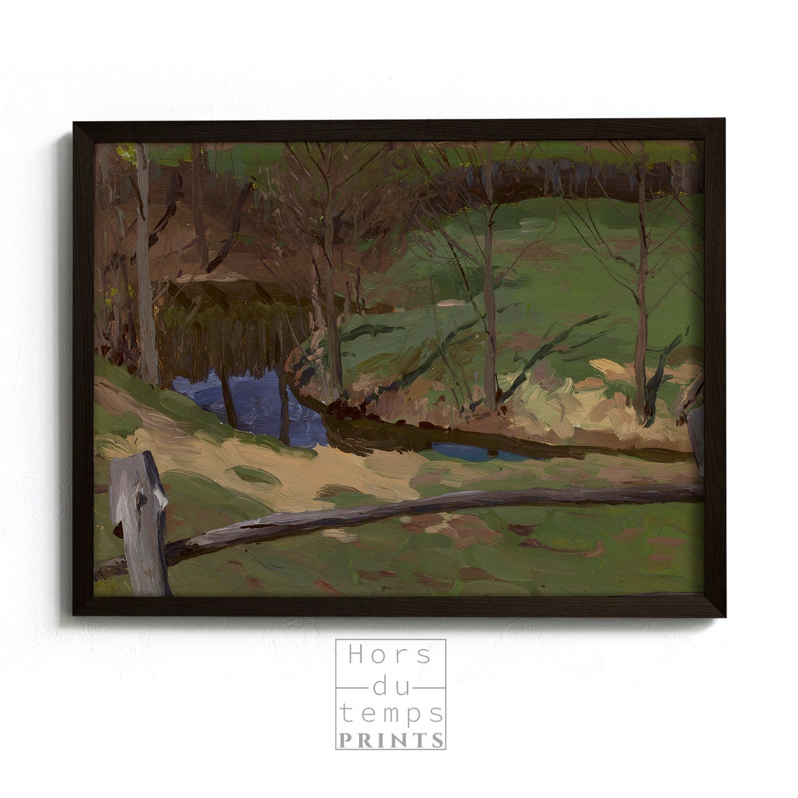 Quiet Forest Stream Fallen Log Vintage Woodland Waterscape Poster - Image 2