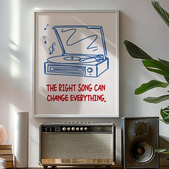Retro Music Vinyl Record Poster, Room Decor Note