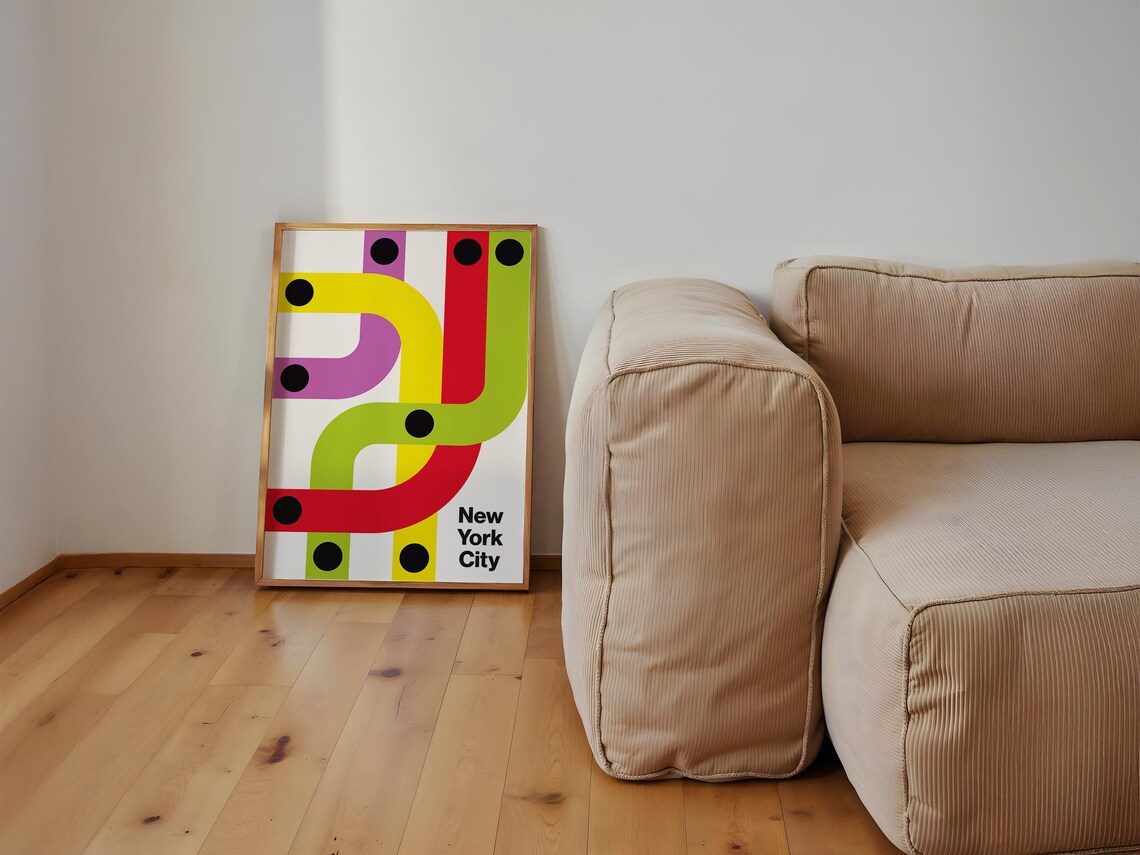 New York City Abstract Subway Map, Modern Travel Decor - Image 3