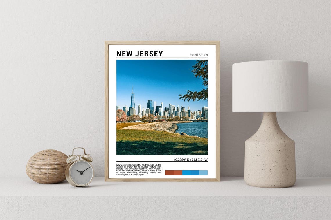 New Jersey Manhattan Skyline View Across Hudson River Photo Poster - Image 2
