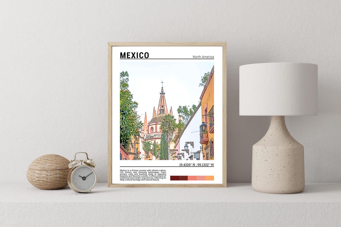 Mexico San Miguel de Allende Pink Church Spires Scene Poster - Image 2