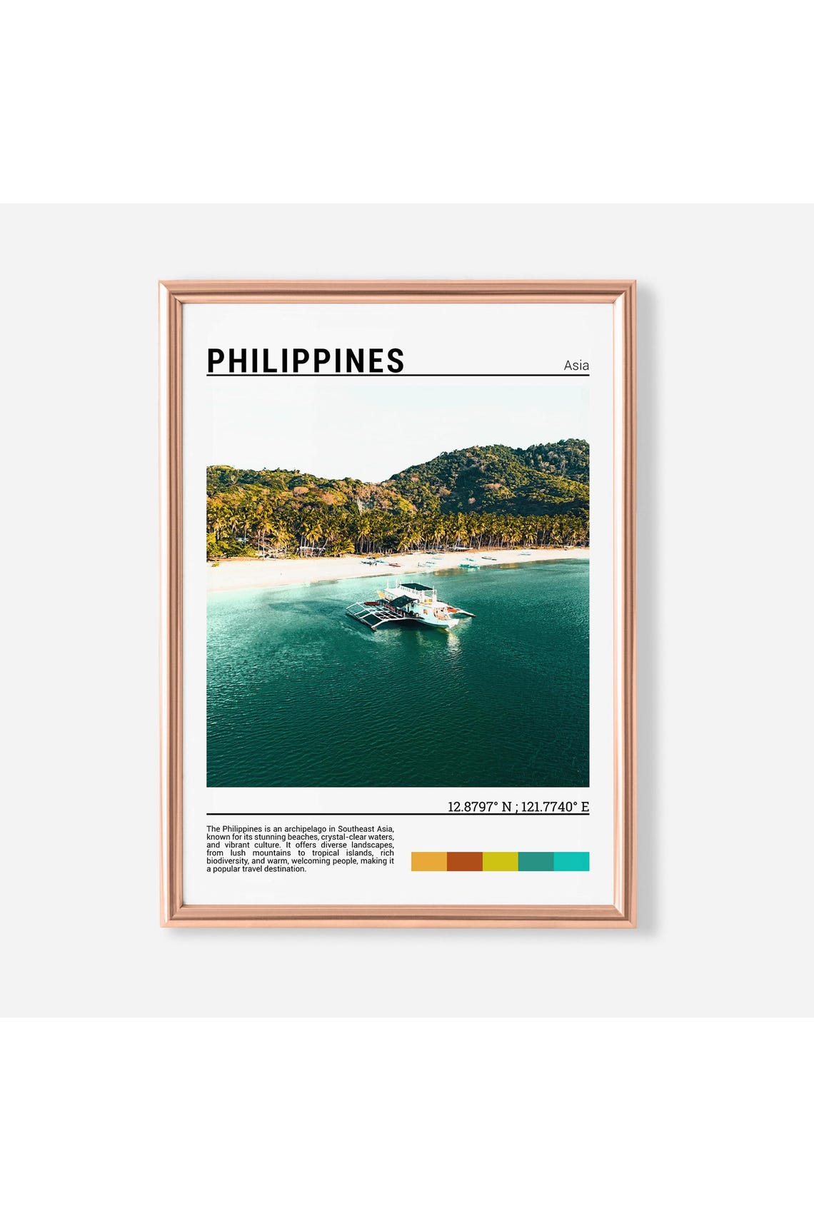 Philippines Asia Turquoise Sea Outrigger Boat Tropical Beach Poster