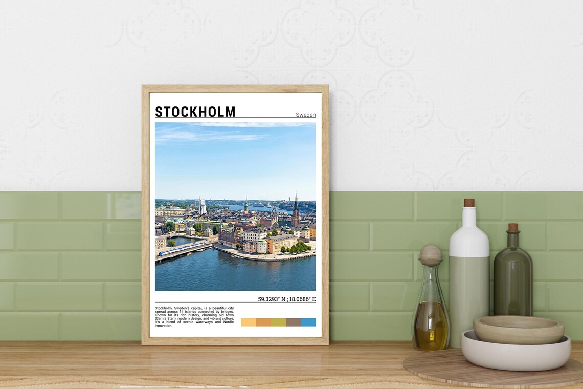 Stockholm Sweden Gamla Stan Old Town Harbor Aerial View Poster - Image 3