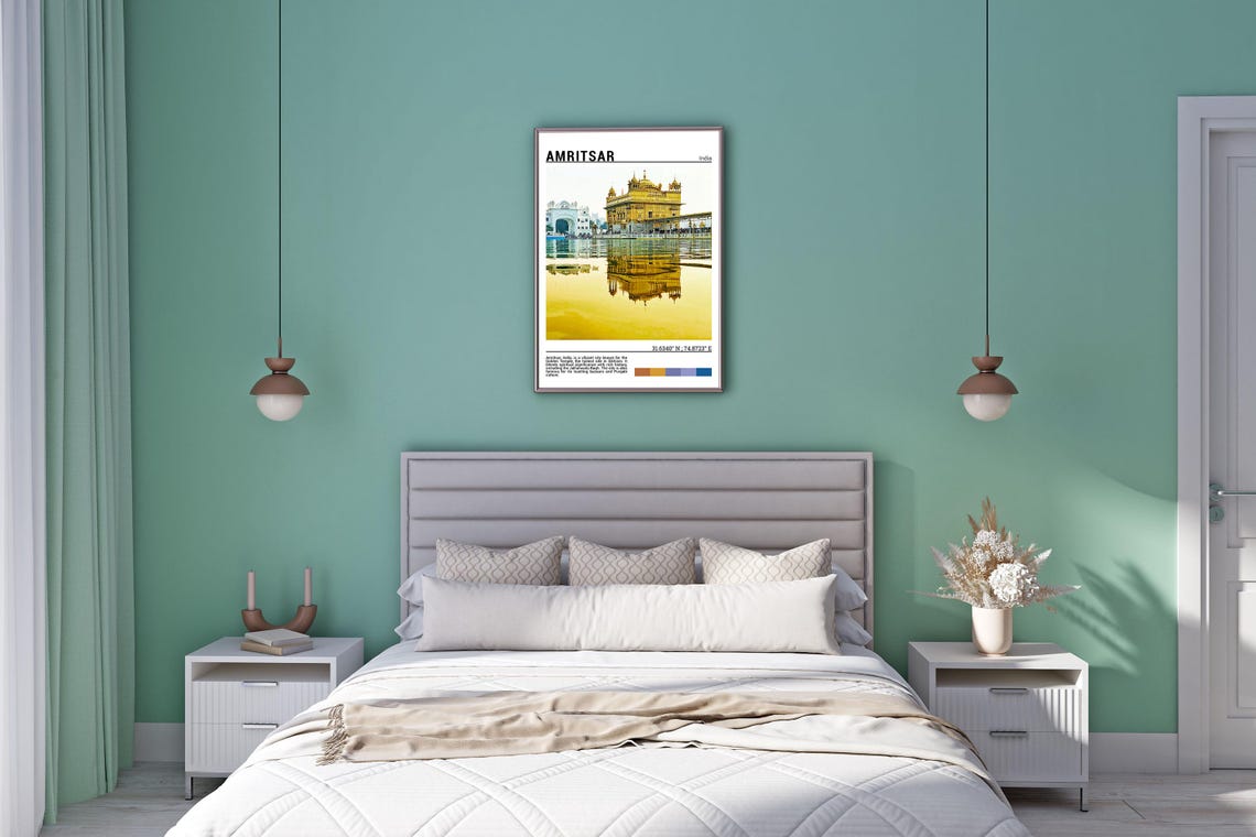 Amritsar India Golden Temple Sacred Reflection Travel Poster - Image 5