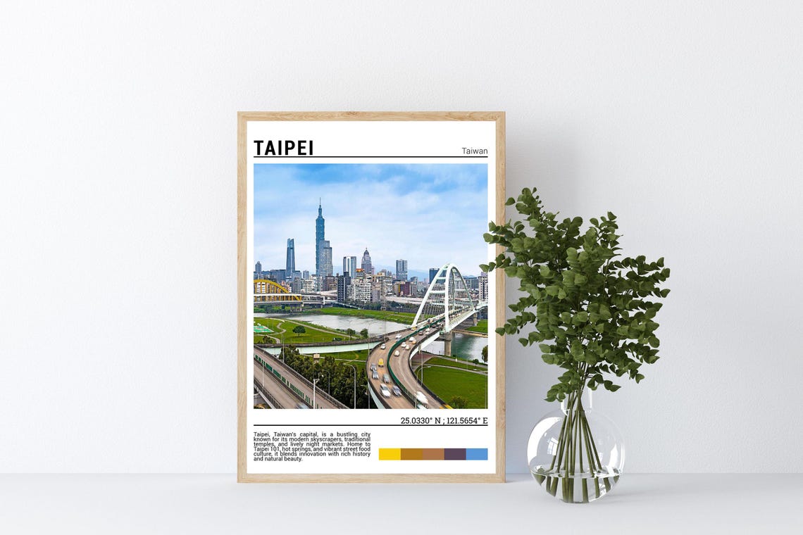 Taipei Taiwan Taipei 101 Skyline Bridges River Highway View Poster - Image 4
