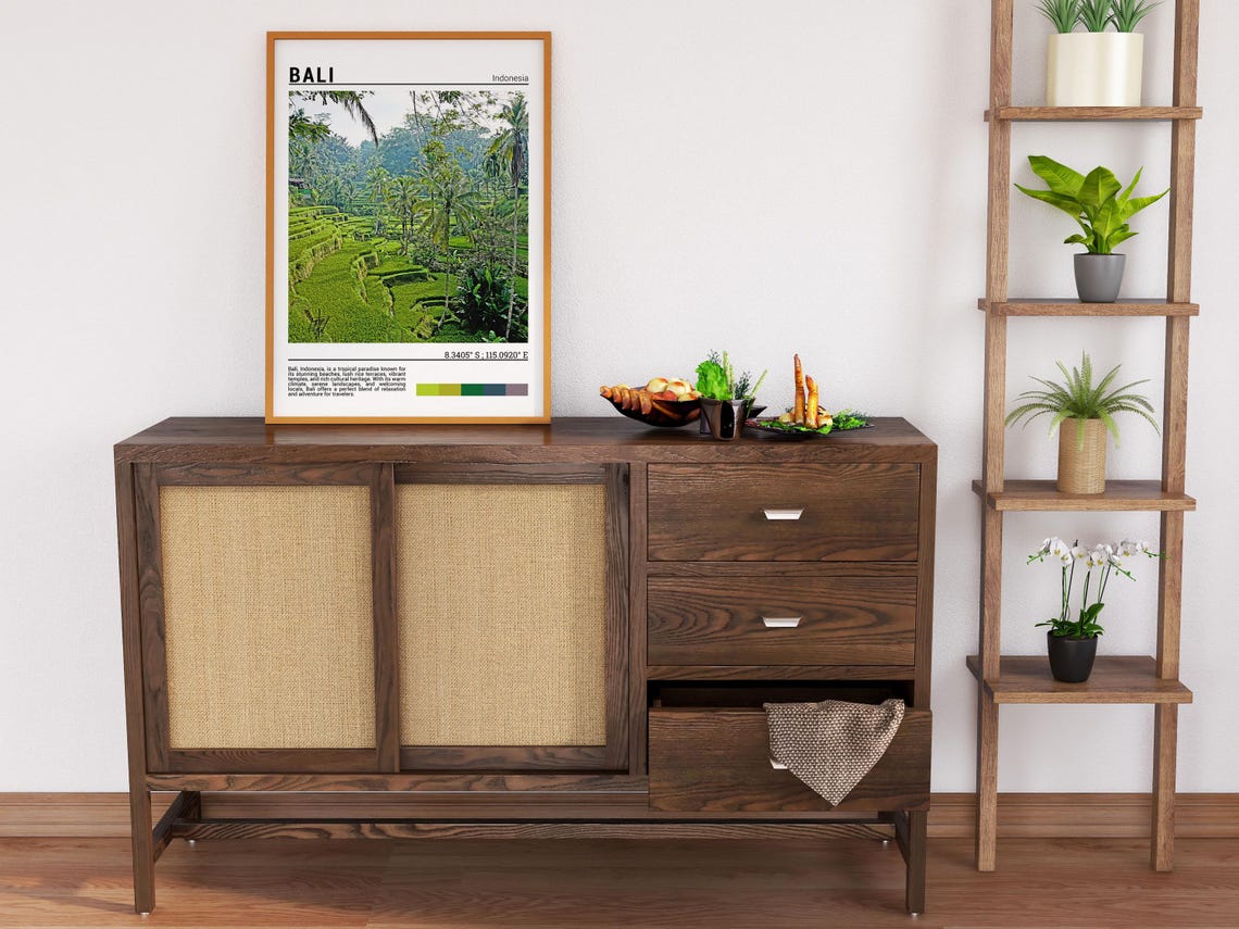 Bali Indonesia Emerald Rice Terraces Coconut Palms Photo Poster - Image 6