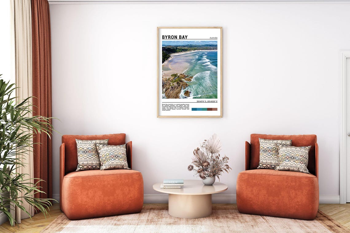Byron Bay Australia Surf Waves Golden Beach Aerial Ocean Poster - Image 7