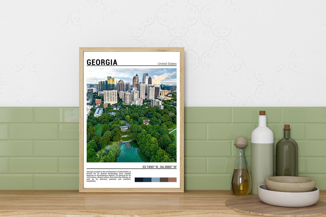 Georgia Atlanta City Skyline Lush Green Park Aerial Photo Poster - Image 3
