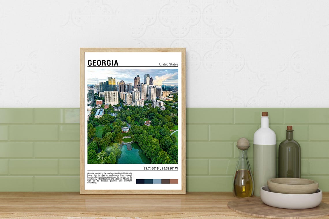 Georgia Print Georgia Travel Poster Georgia Art Georgia Travel Gift Georgia Photo Usa - Image 3