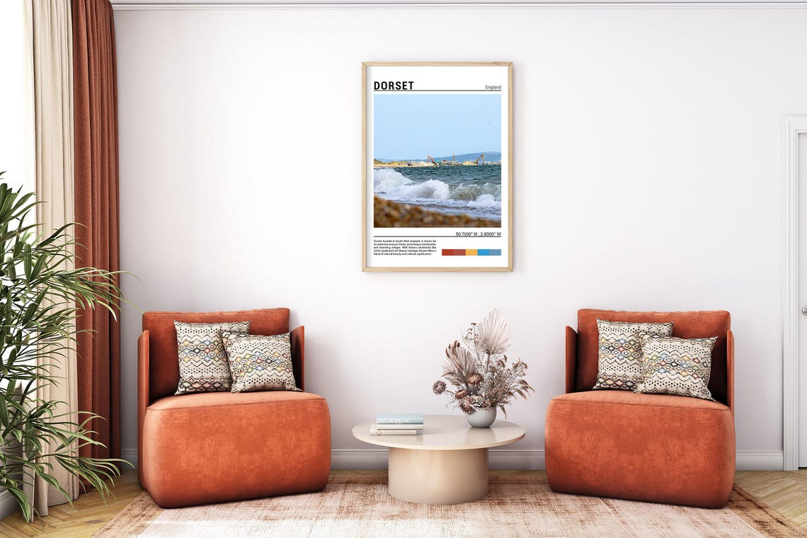 Dorset England Jurassic Coast Waves Shingle Beach Sea Spray Poster - Image 7