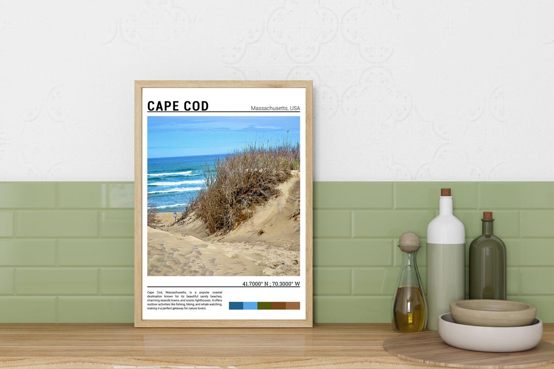 Cape Cod Massachusetts Sandy Dune Beach Grass Coastal Scene Poster - Image 3