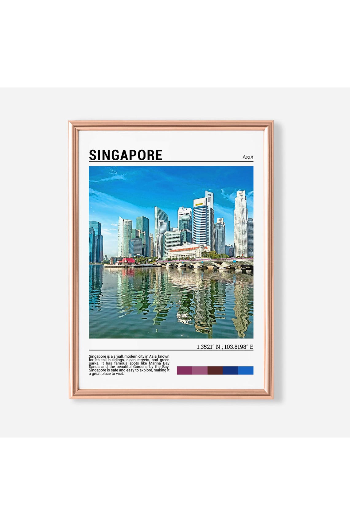Singapore Marina Bay Modern Skyline Water Reflection Scene Poster