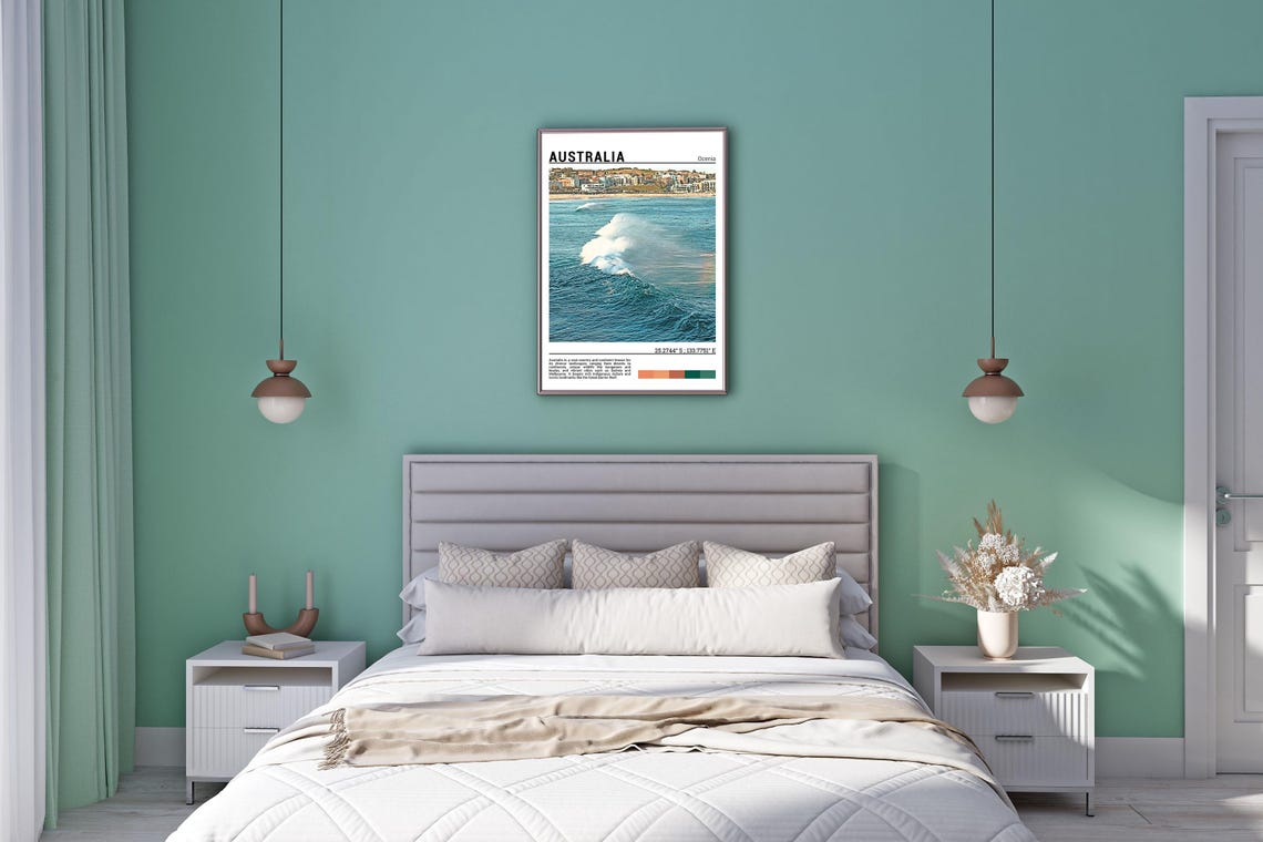 Australia Bondi Beach Surfers Breaking Wave Surf Culture Travel Poster - Image 5