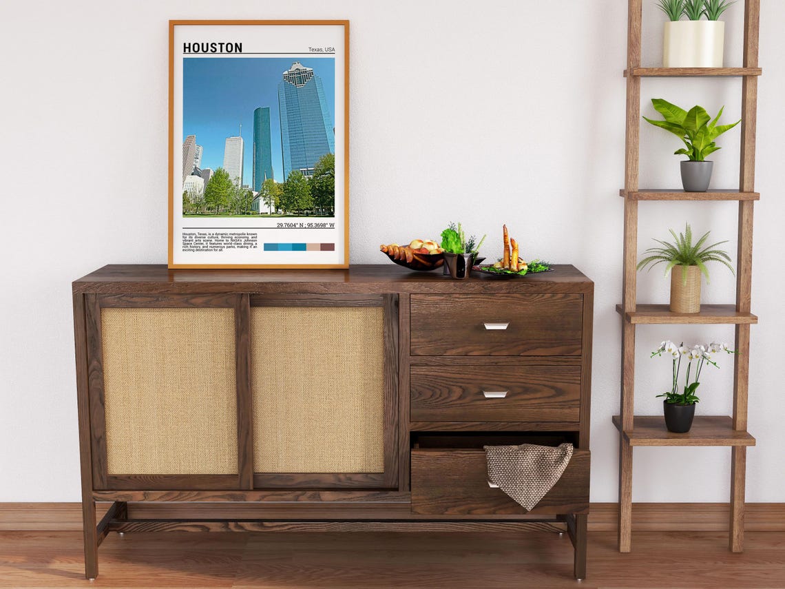 Houston Texas Downtown Towering Skyscrapers Park Skyline Poster - Image 3