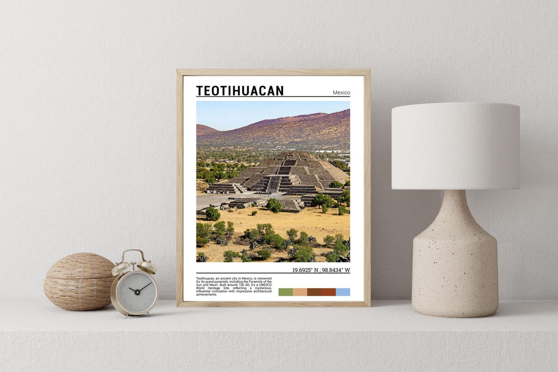 Teotihuacan Print Teotihuacan Poster Teotihuacan Wall Art Teotihuacan Travel Teotihuacan Art Print Teotihuacan Art Mexico Artwork - Image 2