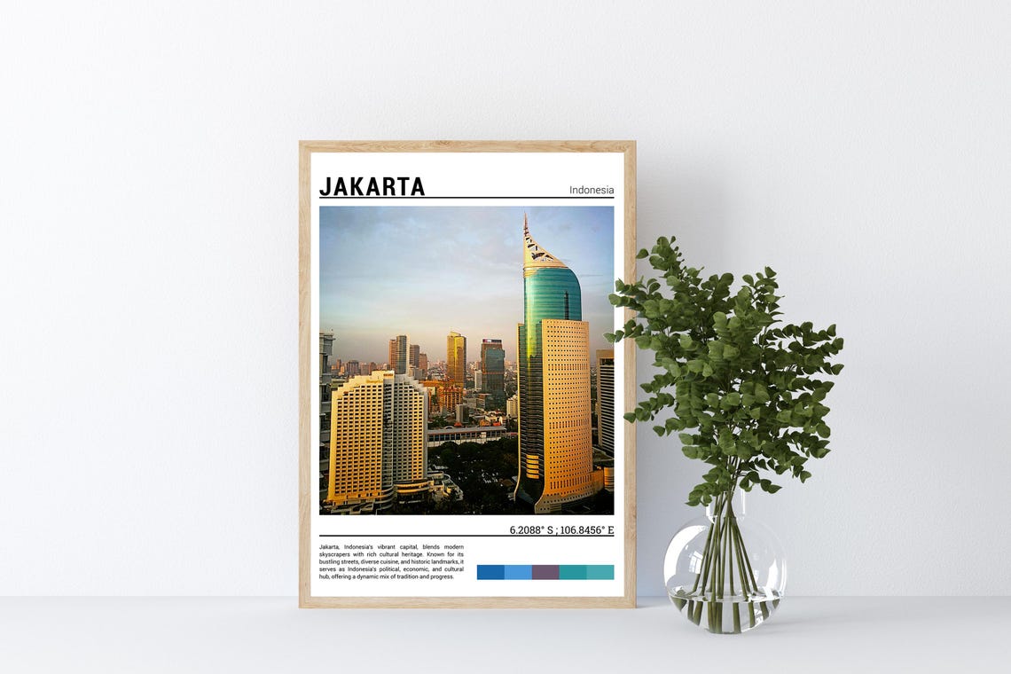 Jakarta Indonesia Modern Skyscraper Golden Hour City Skyline Poster - Image 4