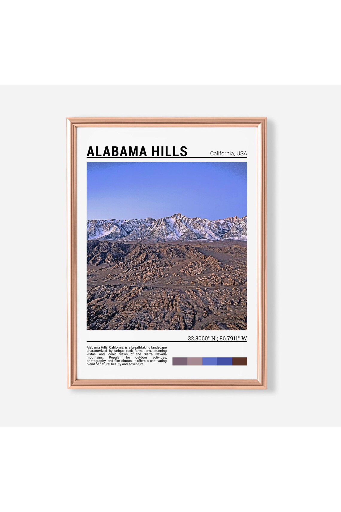 Alabama Hills California Rocky Desert Sierra Nevada Travel Poster