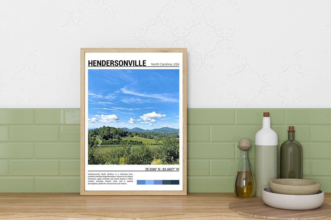 Hendersonville North Carolina Blue Ridge Mountains Meadow View Poster - Image 3