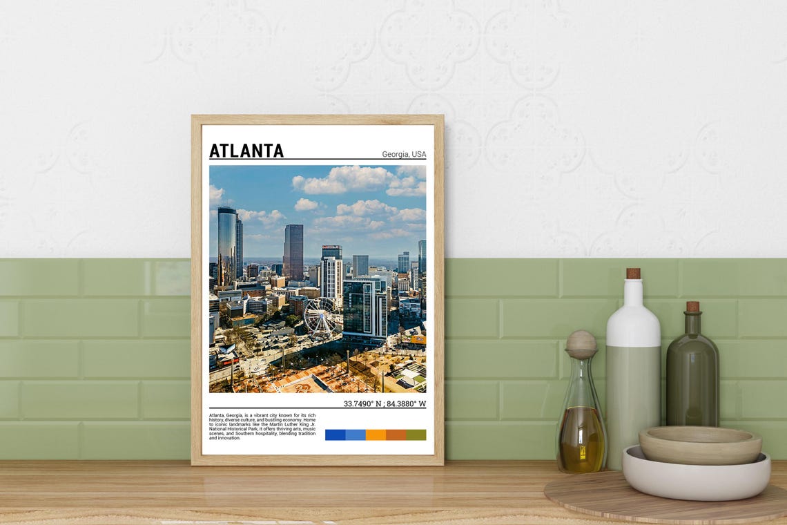 Atlanta Georgia Skyline Ferris Wheel City View Southern City Poster - Image 3