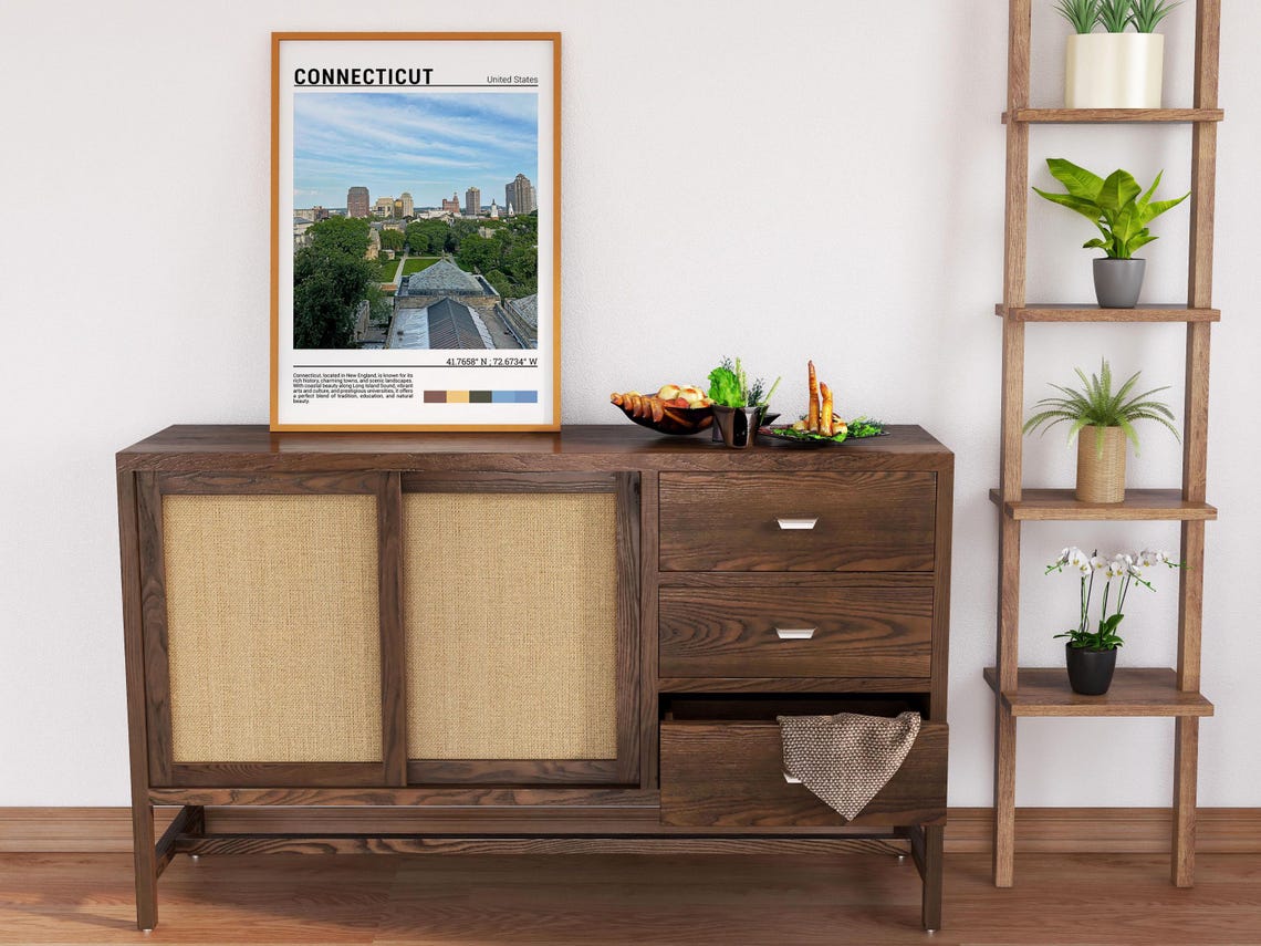 Connecticut Historic Campus Green Summer Skyline View Poster - Image 6
