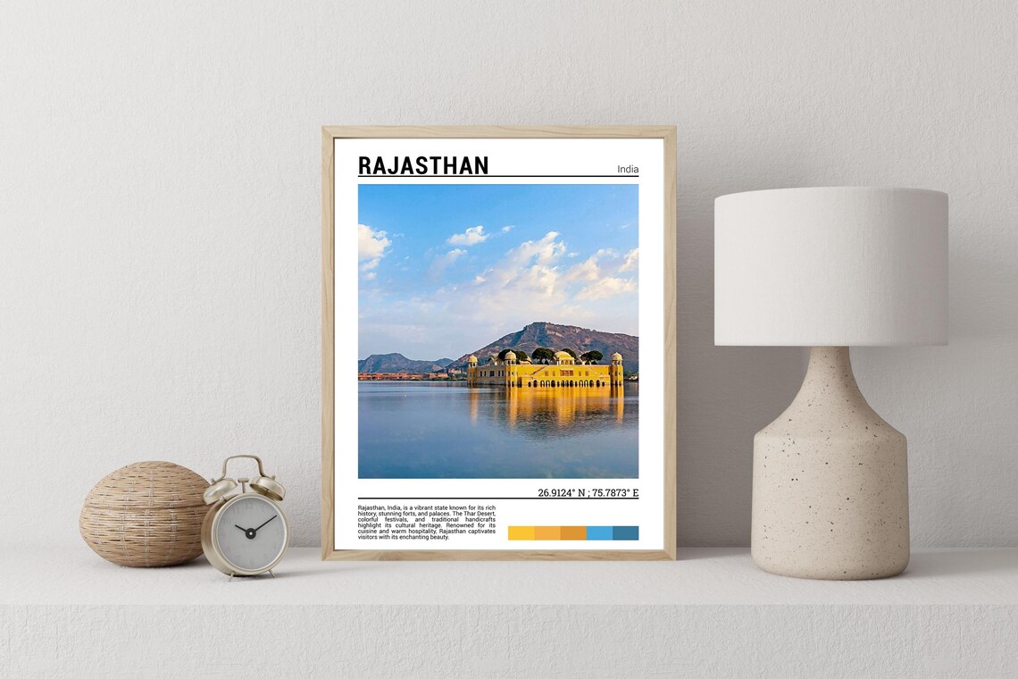 Rajasthan India Jal Mahal Water Palace Lake View Photo Poster - Image 2