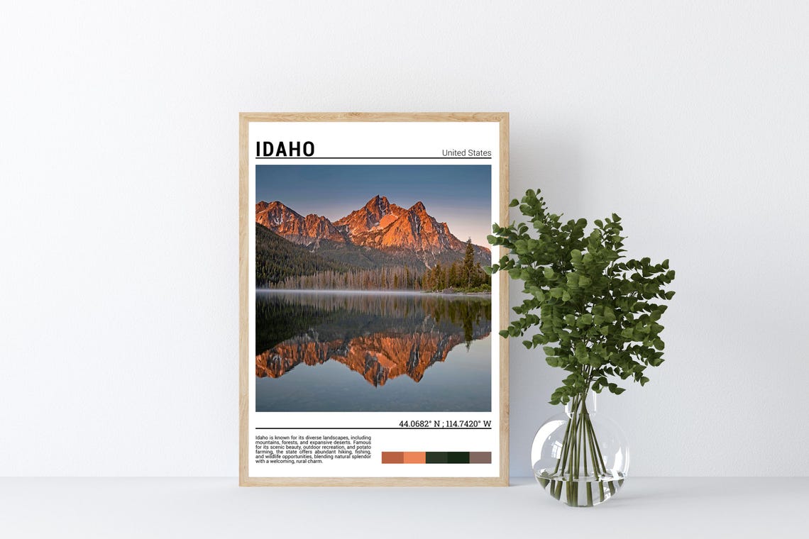 Idaho Sawtooth Mountains Mirror Lake Sunrise Reflection Poster - Image 4