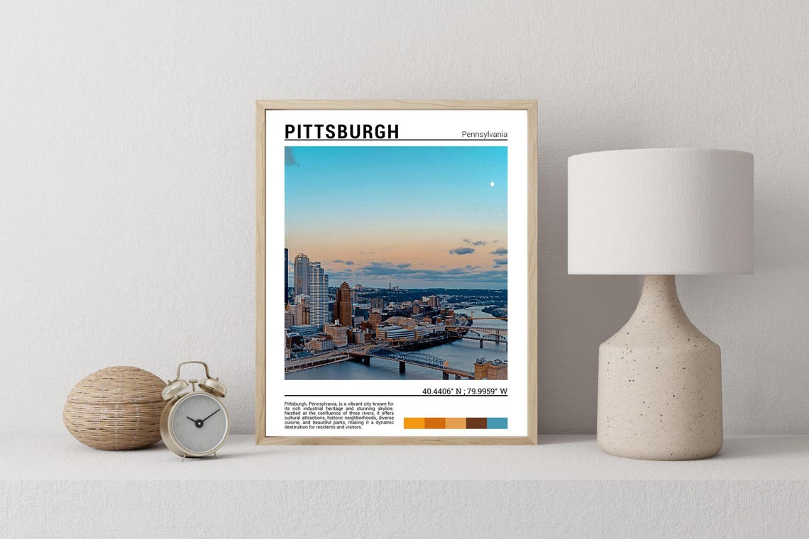 Pittsburgh Pennsylvania Sunset Skyline Rivers Bridges Photo Poster - Image 2