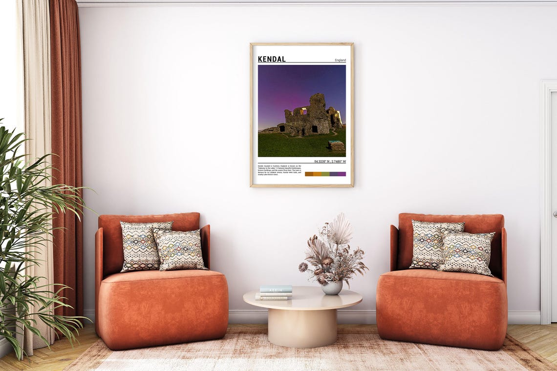 Kendal England Castle Ruins Night Stars Historic Stone Poster - Image 7