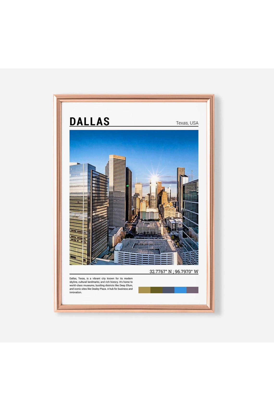Dallas Texas Downtown Skyscrapers Golden Light Cityscape Poster