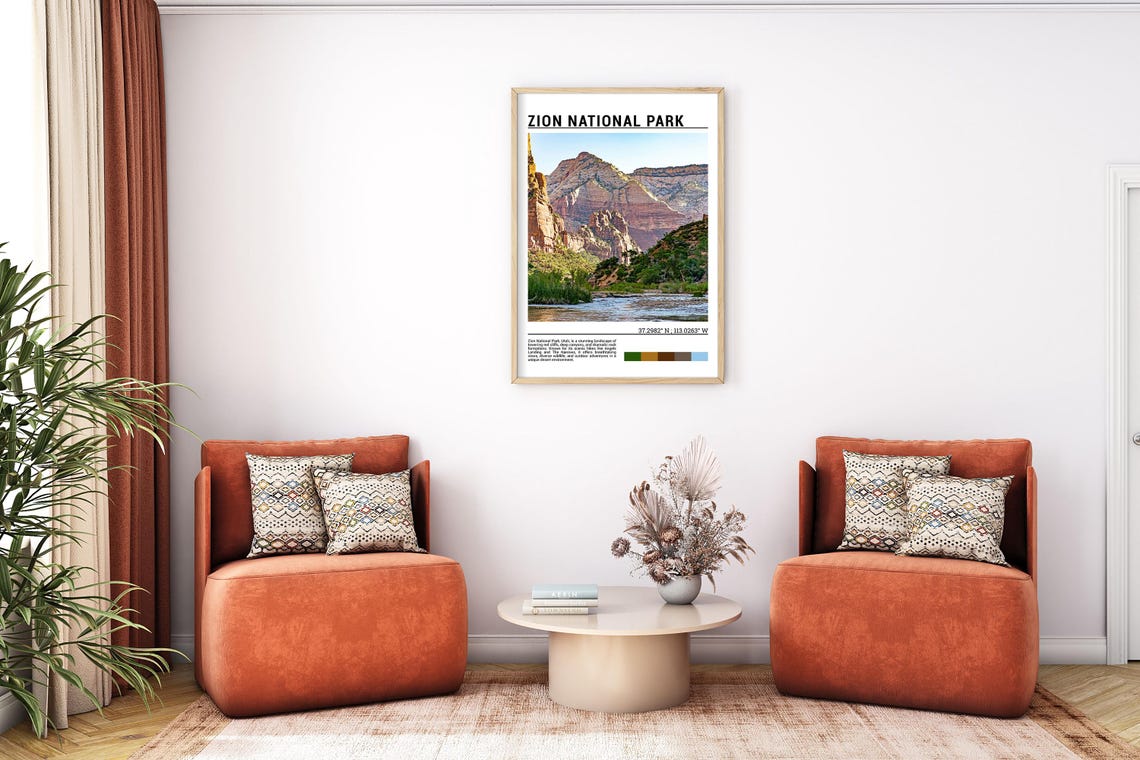 Zion National Park Utah Red Cliffs Virgin River Canyon Travel Poster - Image 7
