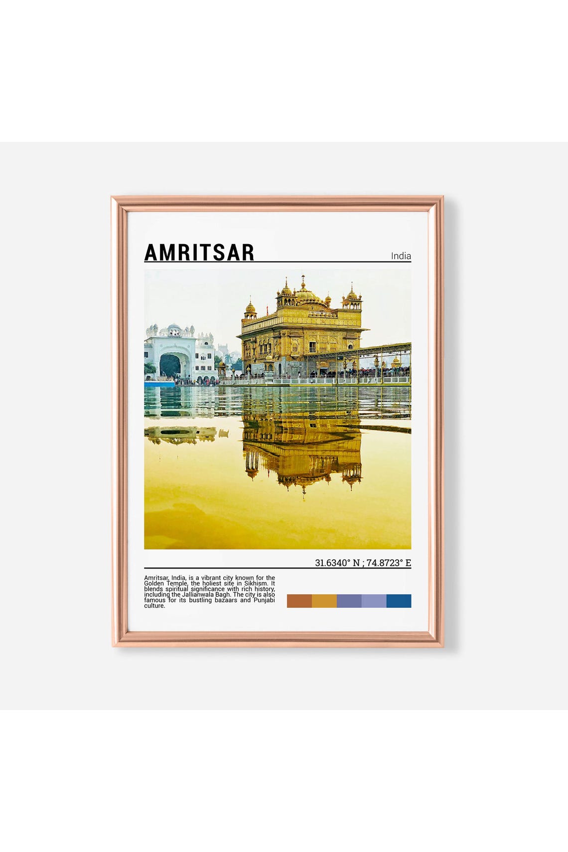 Amritsar India Golden Temple Sacred Reflection Travel Poster