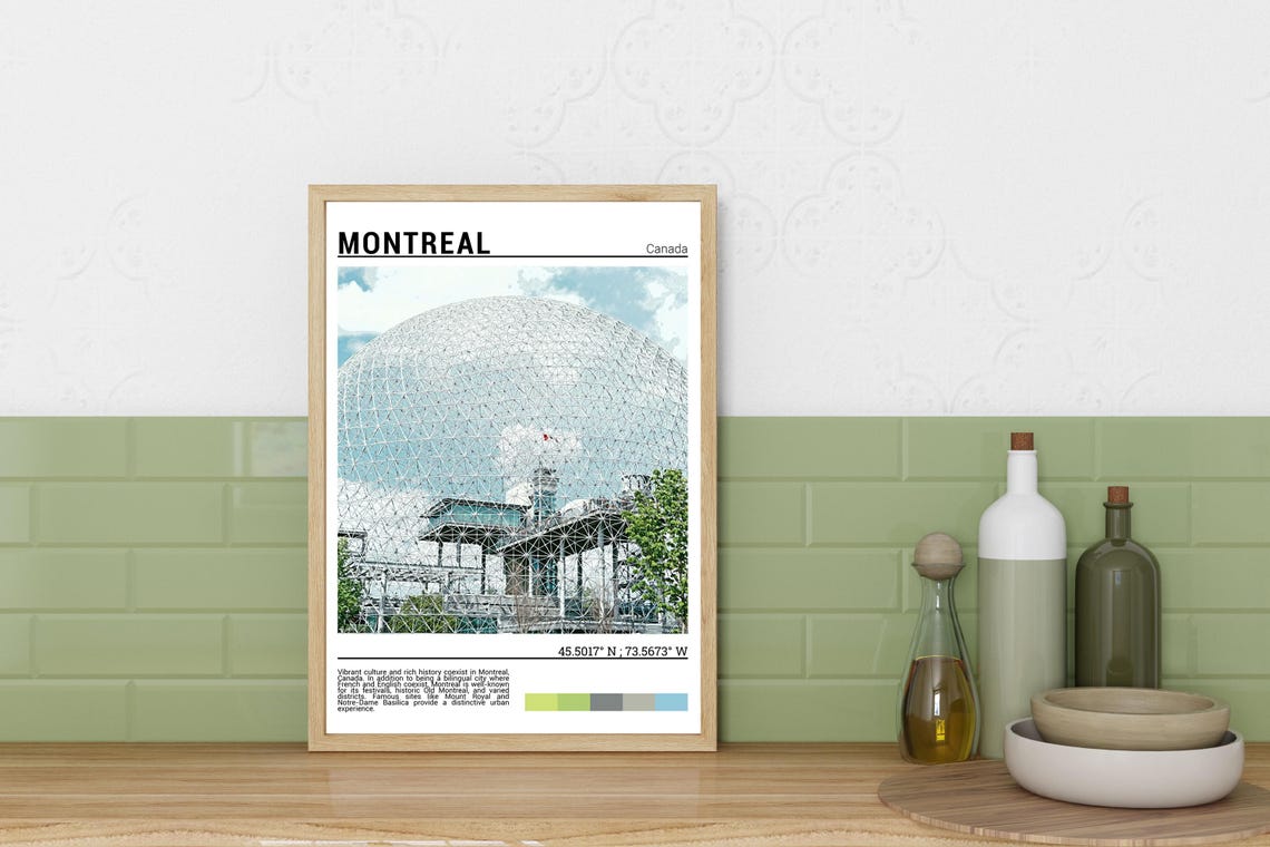 Montreal Canada Biosphere Geodesic Dome Landmark City Travel Poster - Image 3