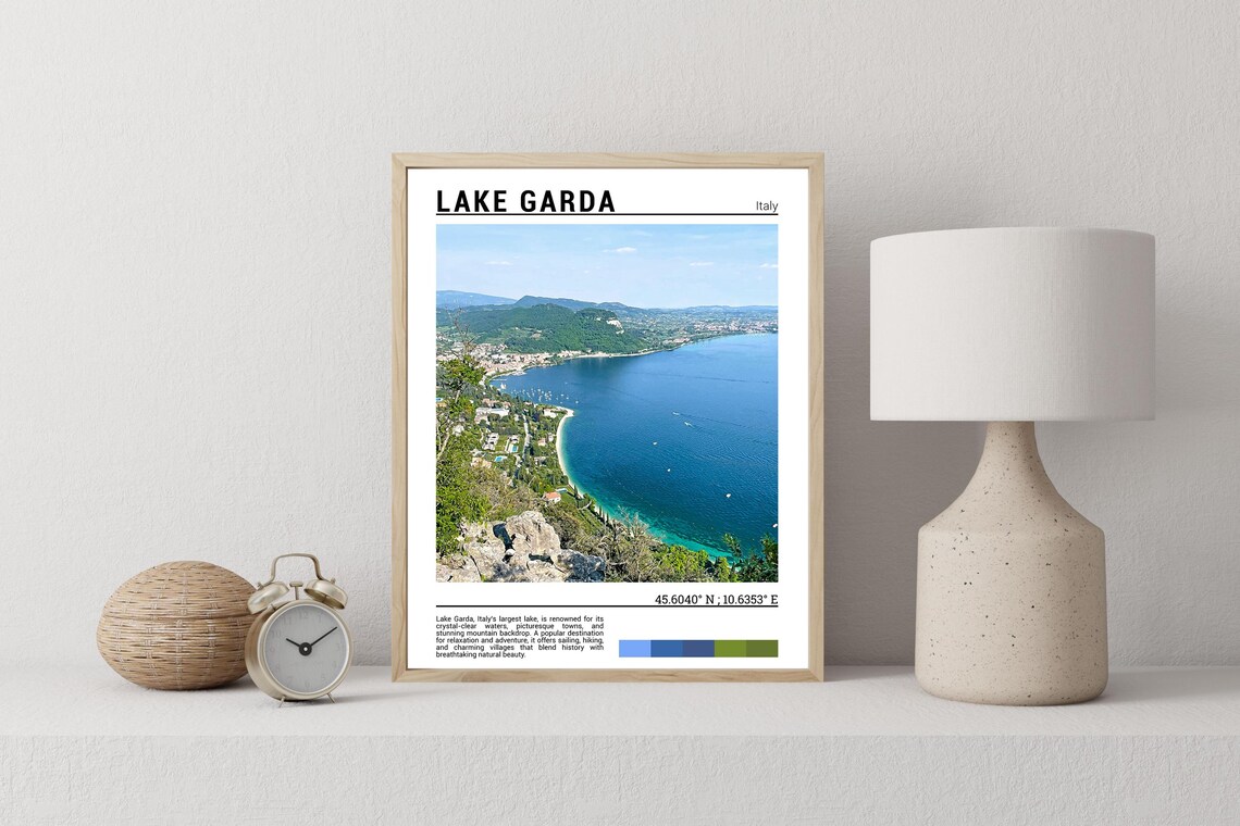 Lake Garda Italy Blue Water Shoreline Mountain View Photo Poster - Image 2