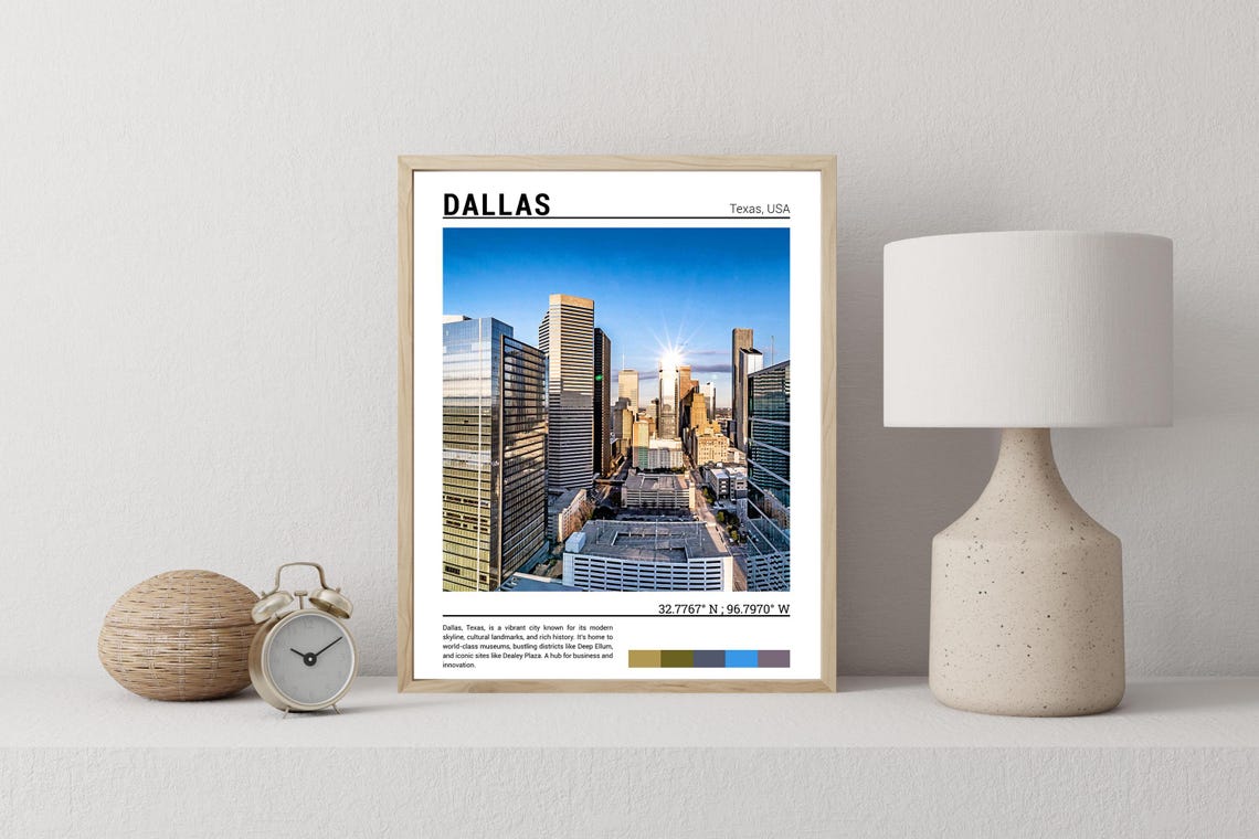 Dallas Print Dallas Poster Dallas Wall Art Dallas Travel Dallas Artwork Dallas Art Dallas Photo Texas Usa - Image 2