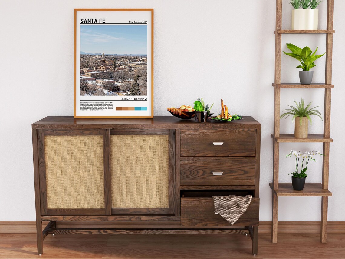 Santa Fe New Mexico Adobe City Panorama Pueblo Style Travel Photo Poster - Image 6