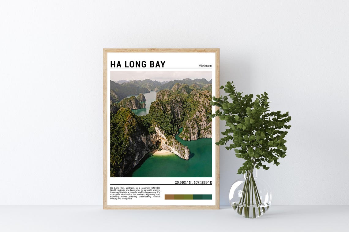 Ha Long Bay Vietnam Limestone Karsts Emerald Water Aerial Poster - Image 4